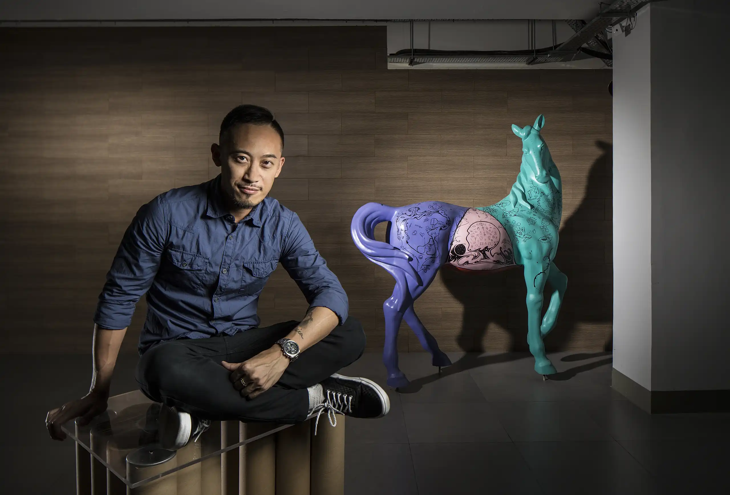 Professional artist portrait in studio setting